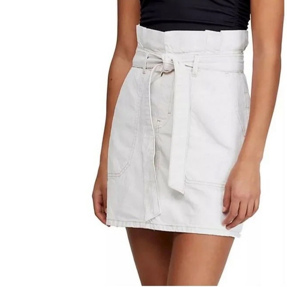 Free People Splendor In The Grass Light Oatmeal Paper - Bag Waist Mini Skirt-6/S - Picture 10 of 14